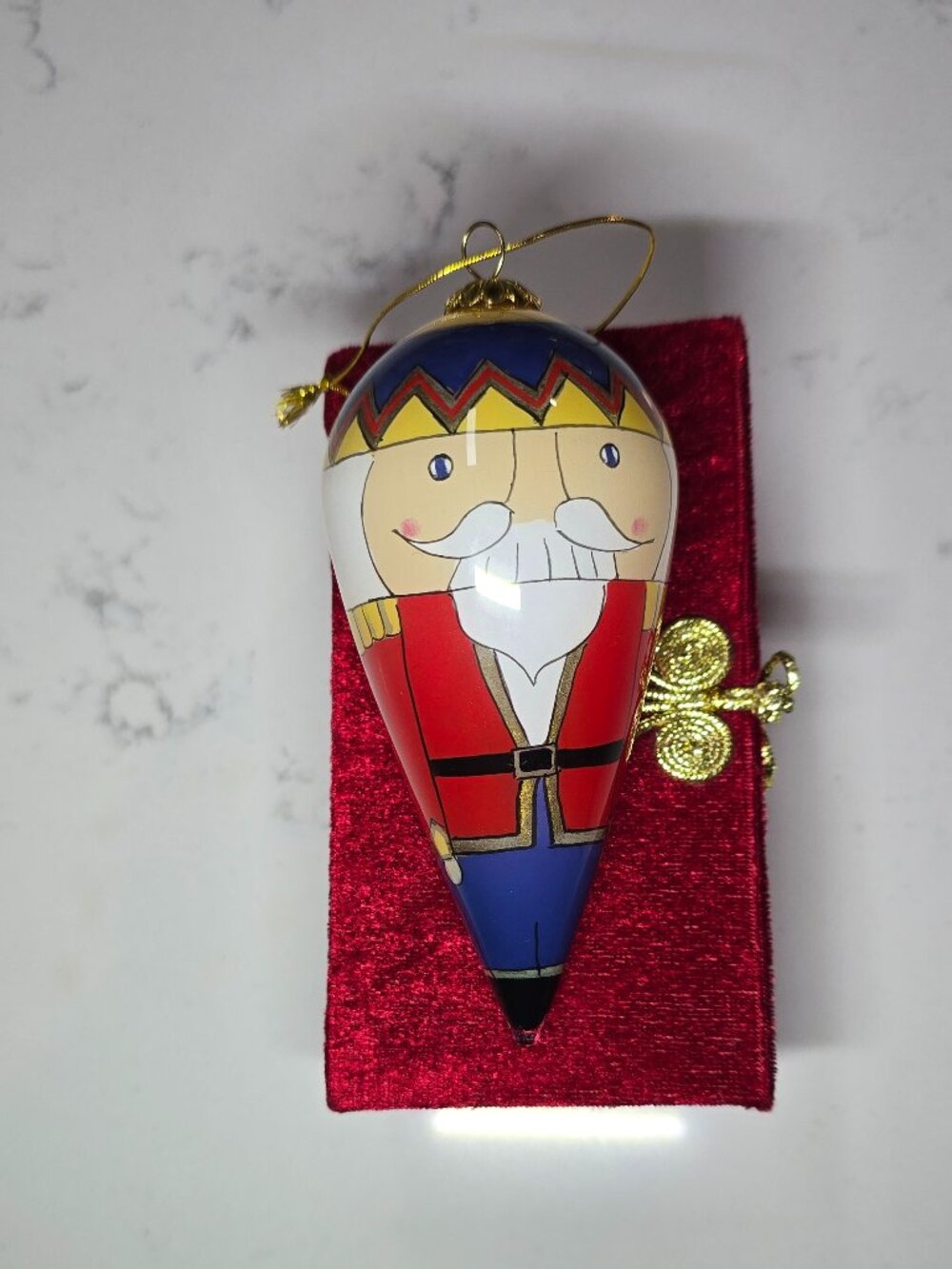 Li Bien 1999 Hand Painted Glass Nutcracker Santa Christmas Ornament w/ Box